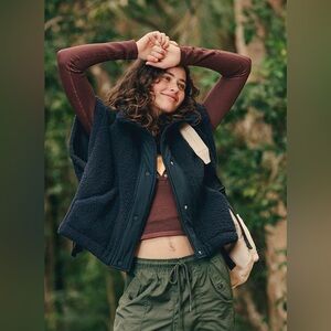 Free People x FP Movement Scout It Out Fleece Vest, Black, Size Large
